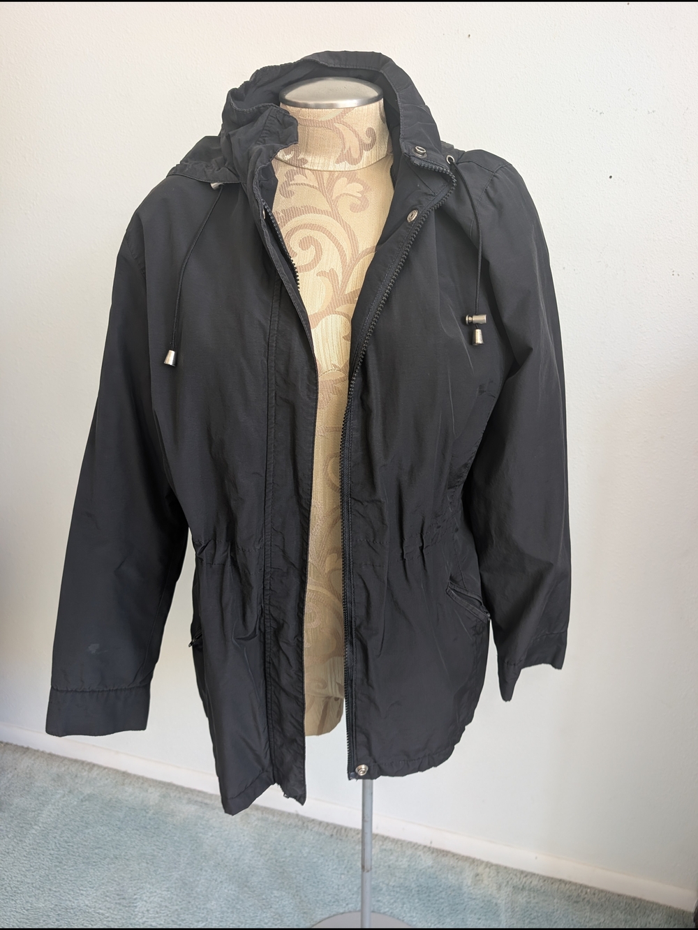 Vintage Cherokee Black Drawstring Hooded Utility Jacket